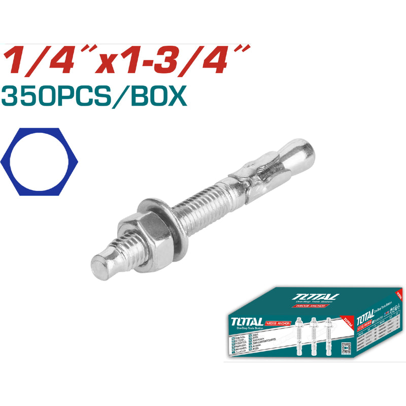 Taco Galvanizado de Cuña 1/4"x1-3/4" (350 pzs). Acero al carbono. Acabado Zincado.