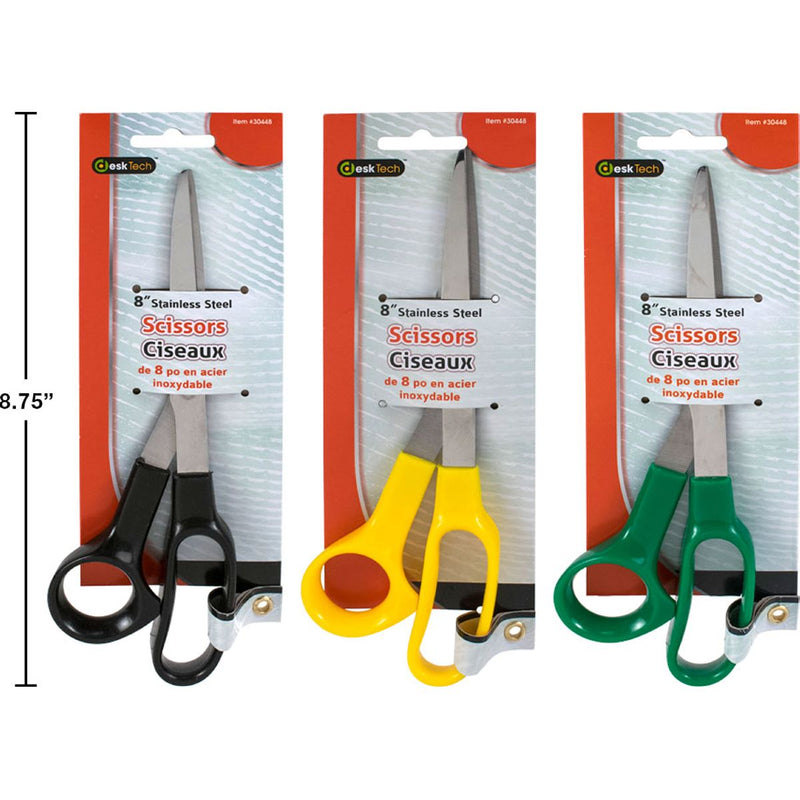 Tijeras Desk Tech 8 "S / S con mango de plástico (1pza) (Viene en colores variados al azar)
