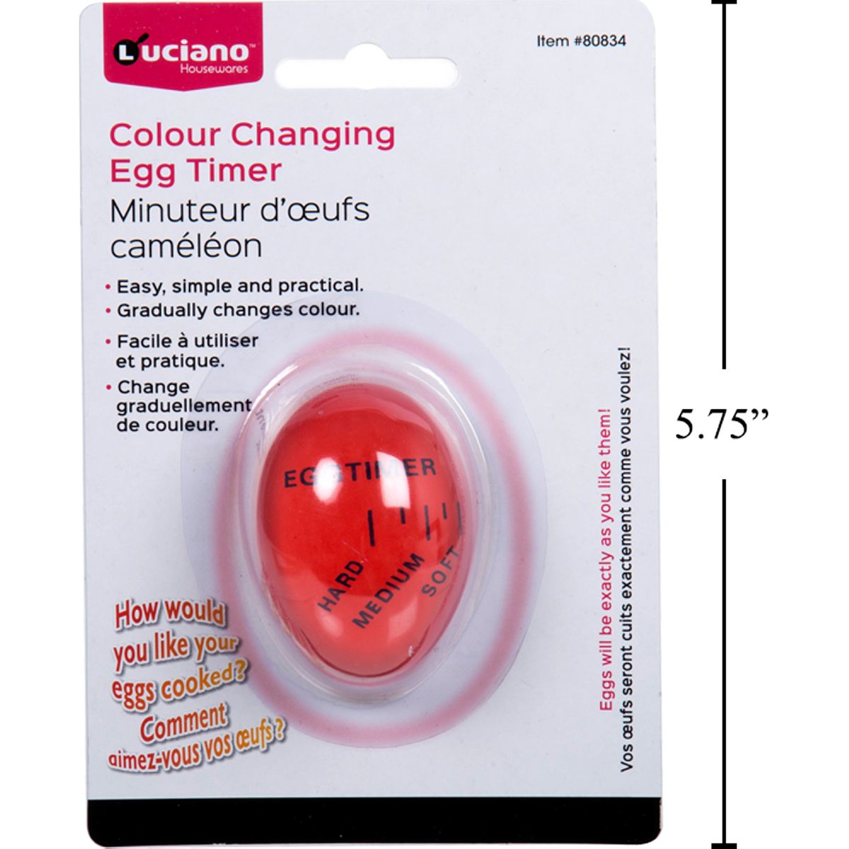 Temporizador de cocina de huevo con cambio de color Luciano