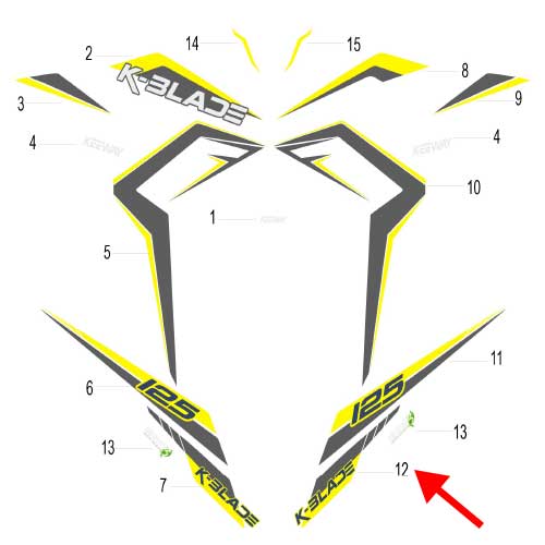 Calcomania II del covertor lateral izquierdo (K-BLADE125)