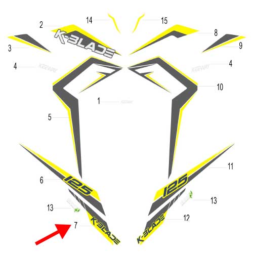Calcomania II del covertor lateral derecho (K-BLADE125)