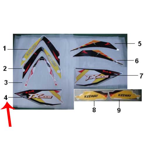 Calcomania TX200 covertor lateral trasero izquierdo (TX200)