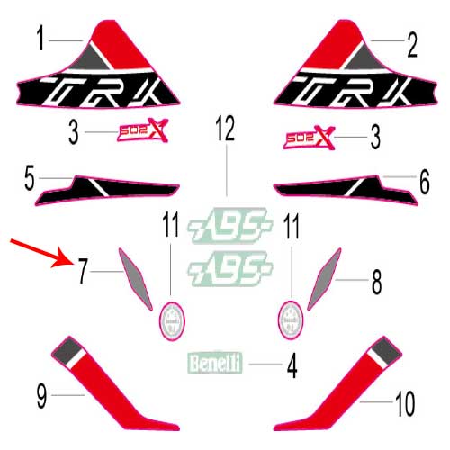 Calcomania placa decorativa frontal izquierda (TRK502X)