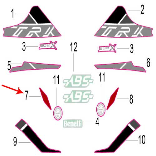 Calcomania placa decorativa frontal izquierda (TRK502X)
