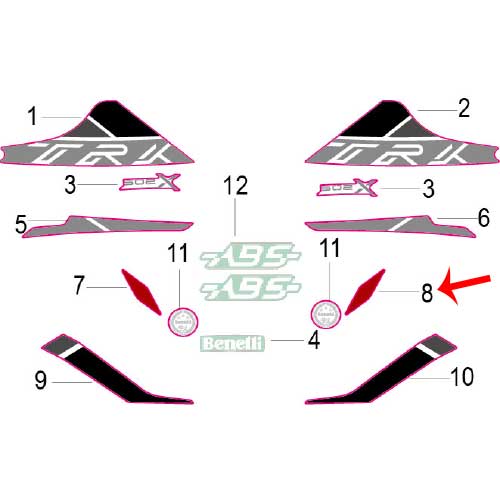 Calcomania placa decorativa frontal derecha (TRK502X)