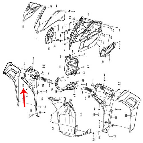 Panel decorativo derecho azul con calcomania (K-BLADE125)