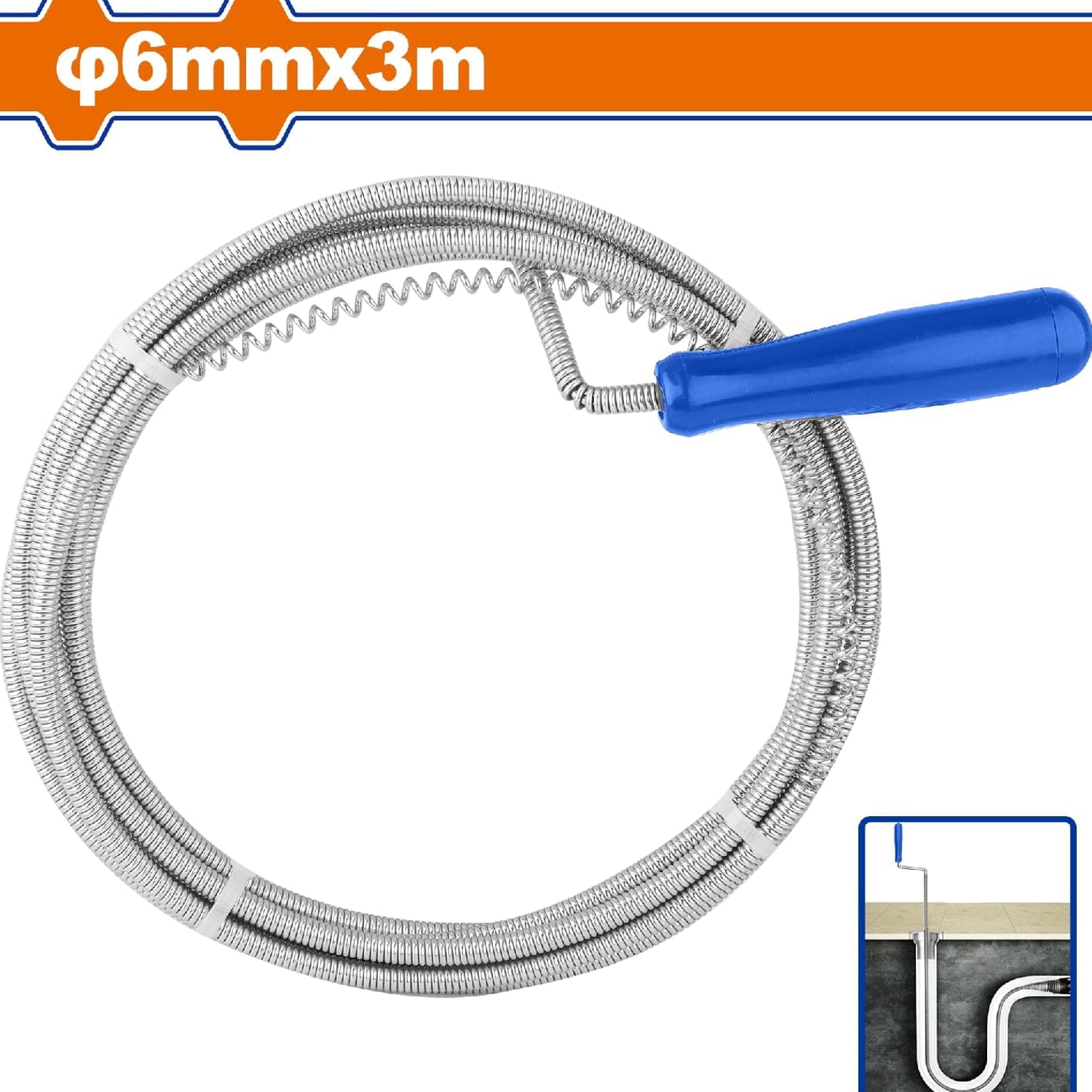 Destapador de Cañería Tubo Flexible 6mmx3m. Acero flexible. Para eliminar desechos en cañería. Destapacaños