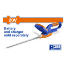 Cortasetos Podadora Inalámbrica 20V. Diámetro de corte:15mm. No trae batería ni cargador. Corta arbustos