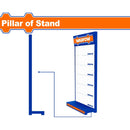 Pilastra para exhibidor Wadfow. Acero. Espesor: 1.2mm. Tubo cuadrado: 3cm x 6cm.