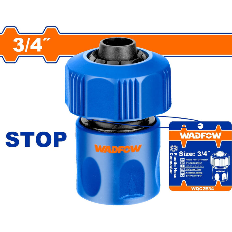 Conector rápido para manguera con adaptador de 3/4".Con función para detener el agua.