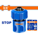 Conector rápido para manguera con adaptador de 3/4".Con función para detener el agua.
