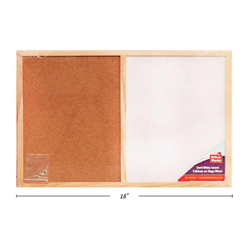 Pizarra blanca / corcho de 18 x 12 "