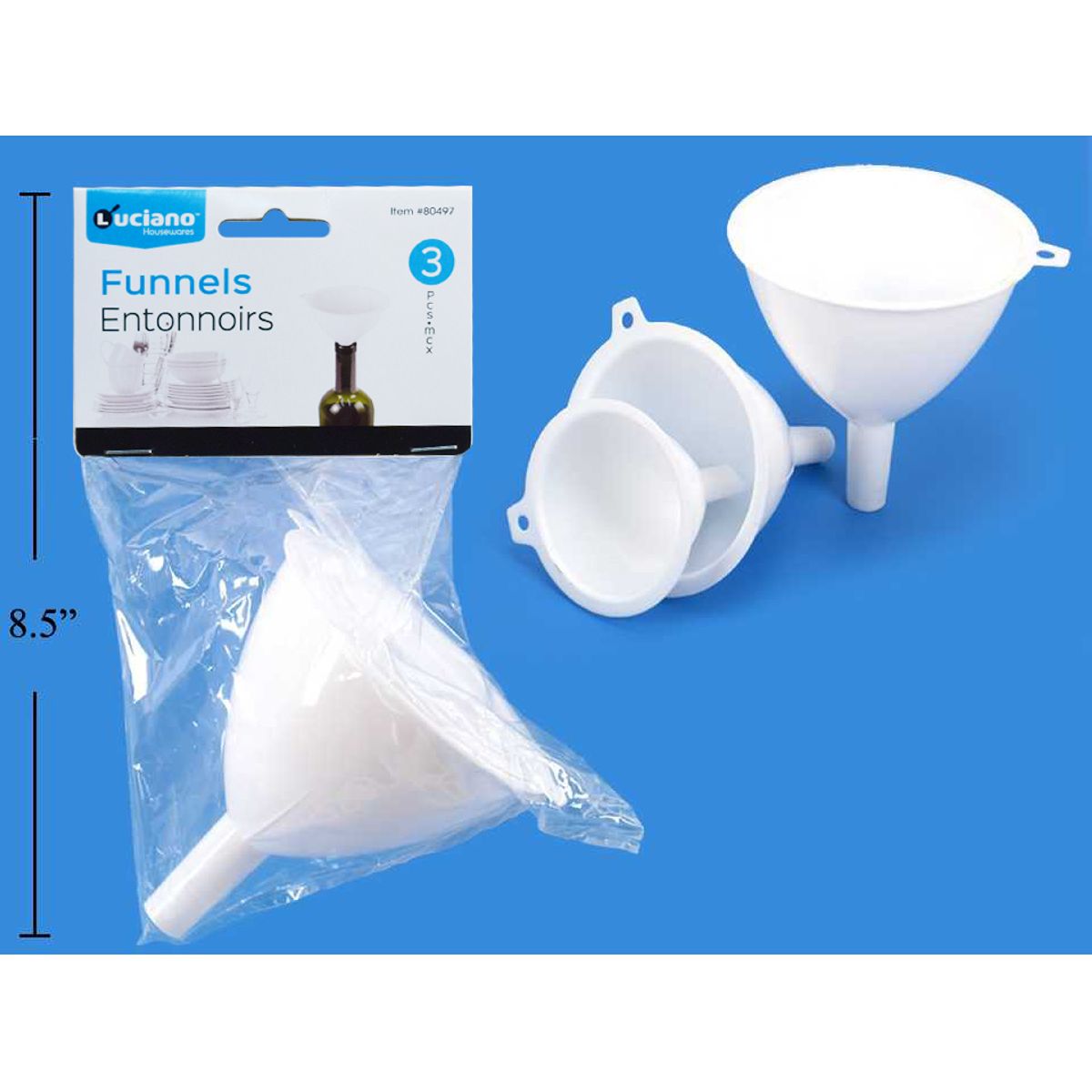 Embudo de plástico Luciano para cocina de 3 piezas