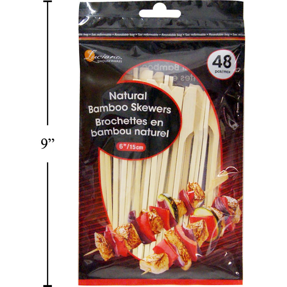 Luciano pinchos Brocheta de bambú de 48 pzs, 6 "L