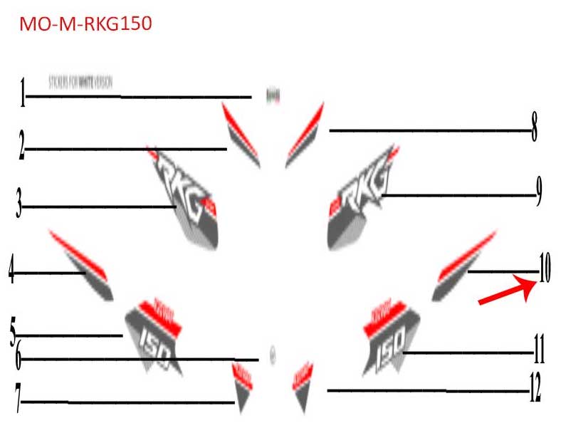 Calcomania izquierda trasera blanca (RKG150)