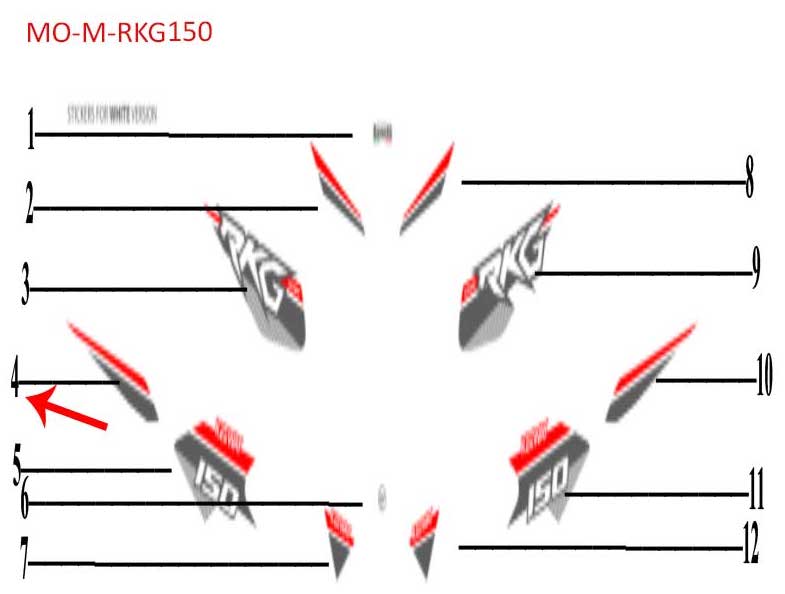 Calcomania derecha trasera blanca (RKG150)