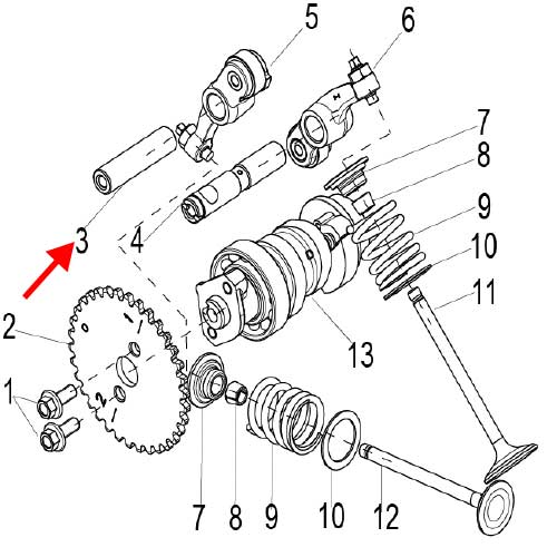 Eje de balancines de escape (K-BLADE125)