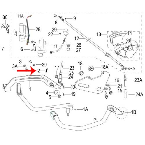 Resorte de pedal de freno trasero (TX200)
