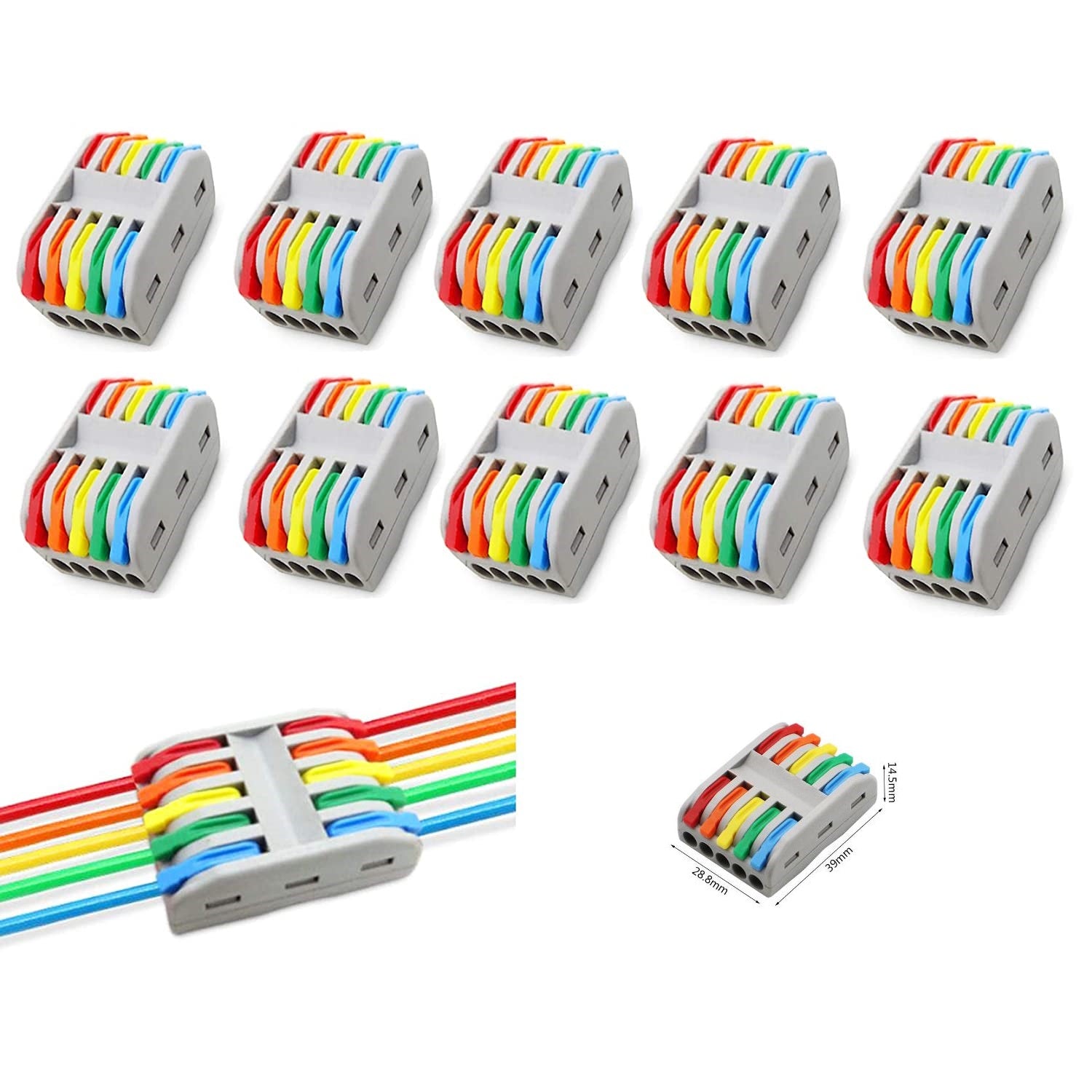 Conectores eléctricos de empalme rápido. De 5 vias. (10 Pzas)