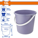 Cubo de Limpieza Multiusos 18L. Tamaño: 355x250x313mm. Peso: 564g. Mango cómodo. Balde
