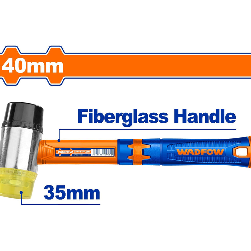 Mazo de goma y plástico. Diámetro 35mm. Mango Fibra de Vidrio.