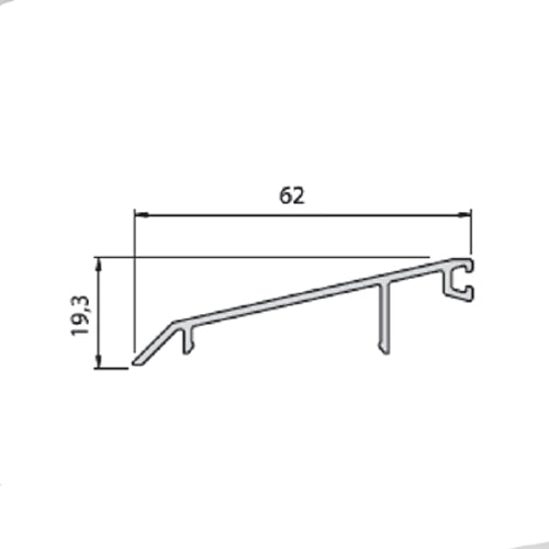 Cobertor superior FX50. 5,8 mts largo. Aluminio acabado inox.