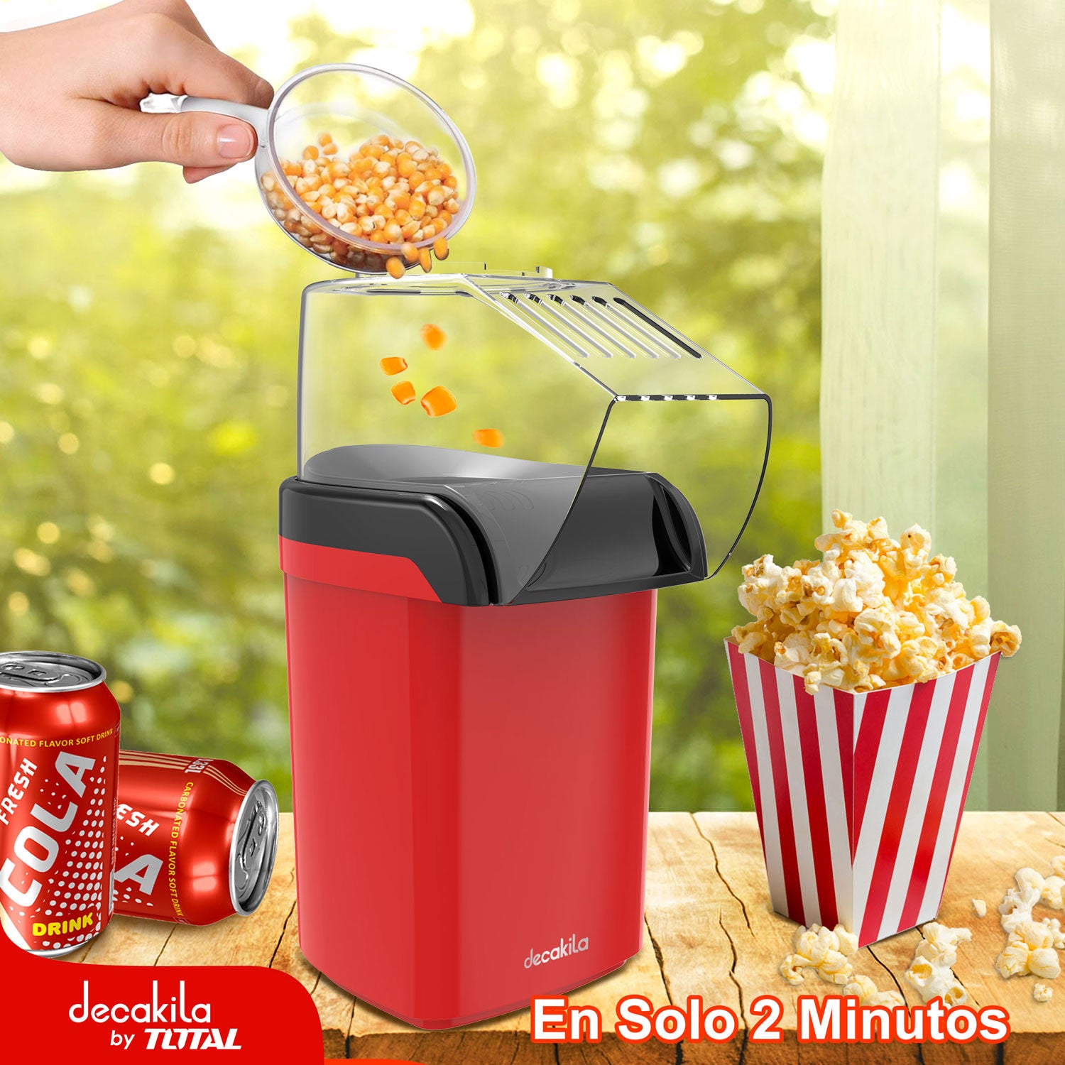 Maquina de Popcorn Hot Air 1200W 0.27L 120V Listas en 2 minutos. Incluye taza. Millo. Cotufa