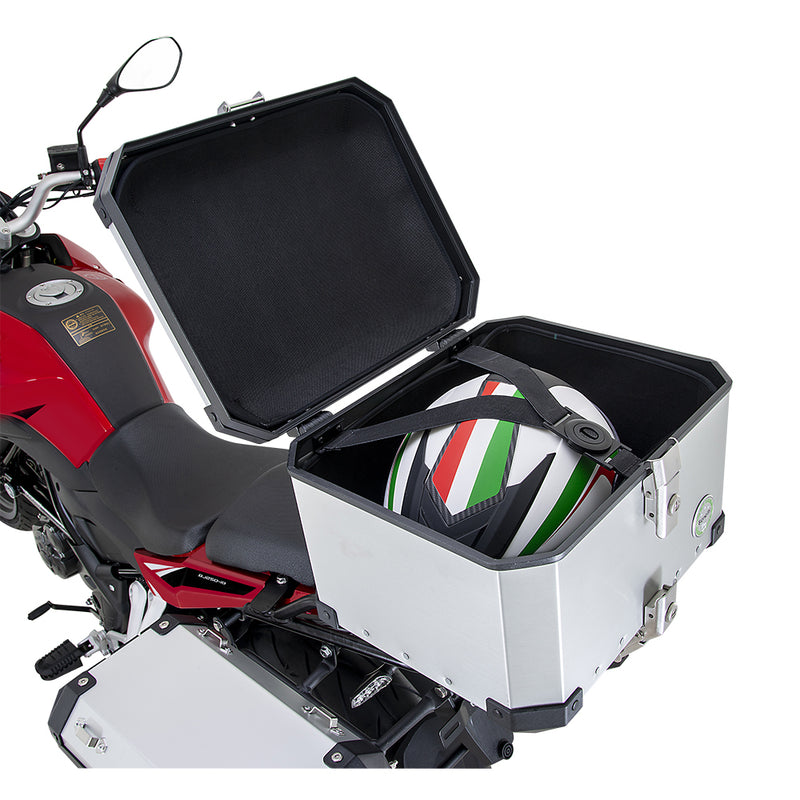 Kit de 3 Cajas TopCase+2SideCase modelo Benelli para TRK251 Color Aluminio incluye racks