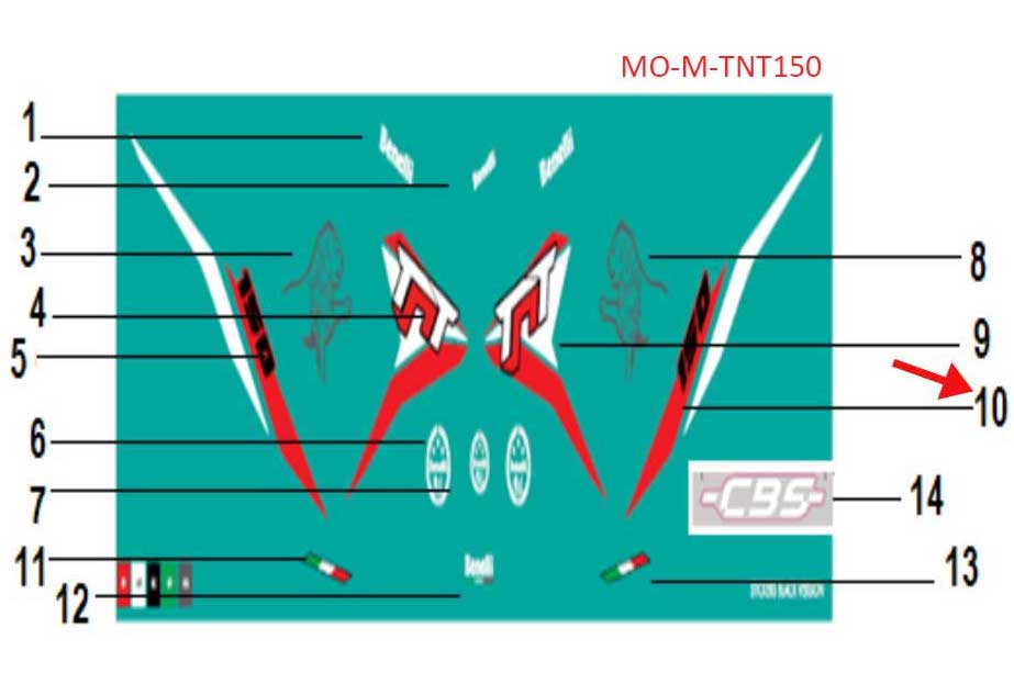 Calcomania del covertor trasero izquierdo negro (TNT150)