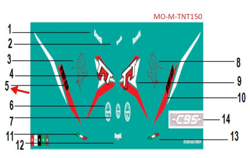 Calcomania del covertor trasero derecho negro (TNT150)