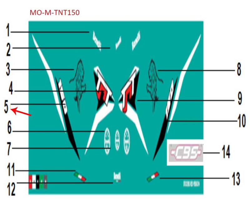 Calcomania del covertor trasero derecho blanco (TNT150)