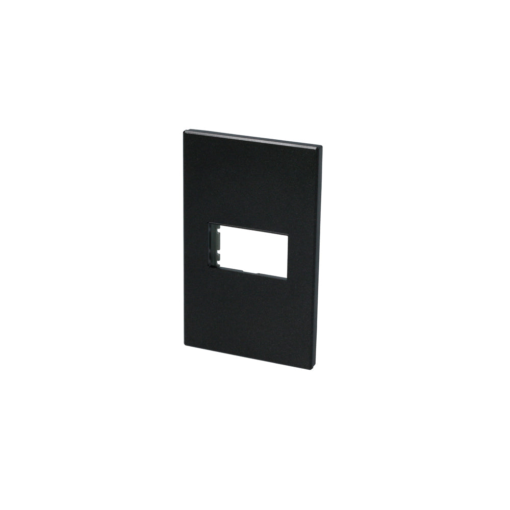 Placa para  Interuptotores/ enchufes  1 módulo color negro 1/3 Surtek.