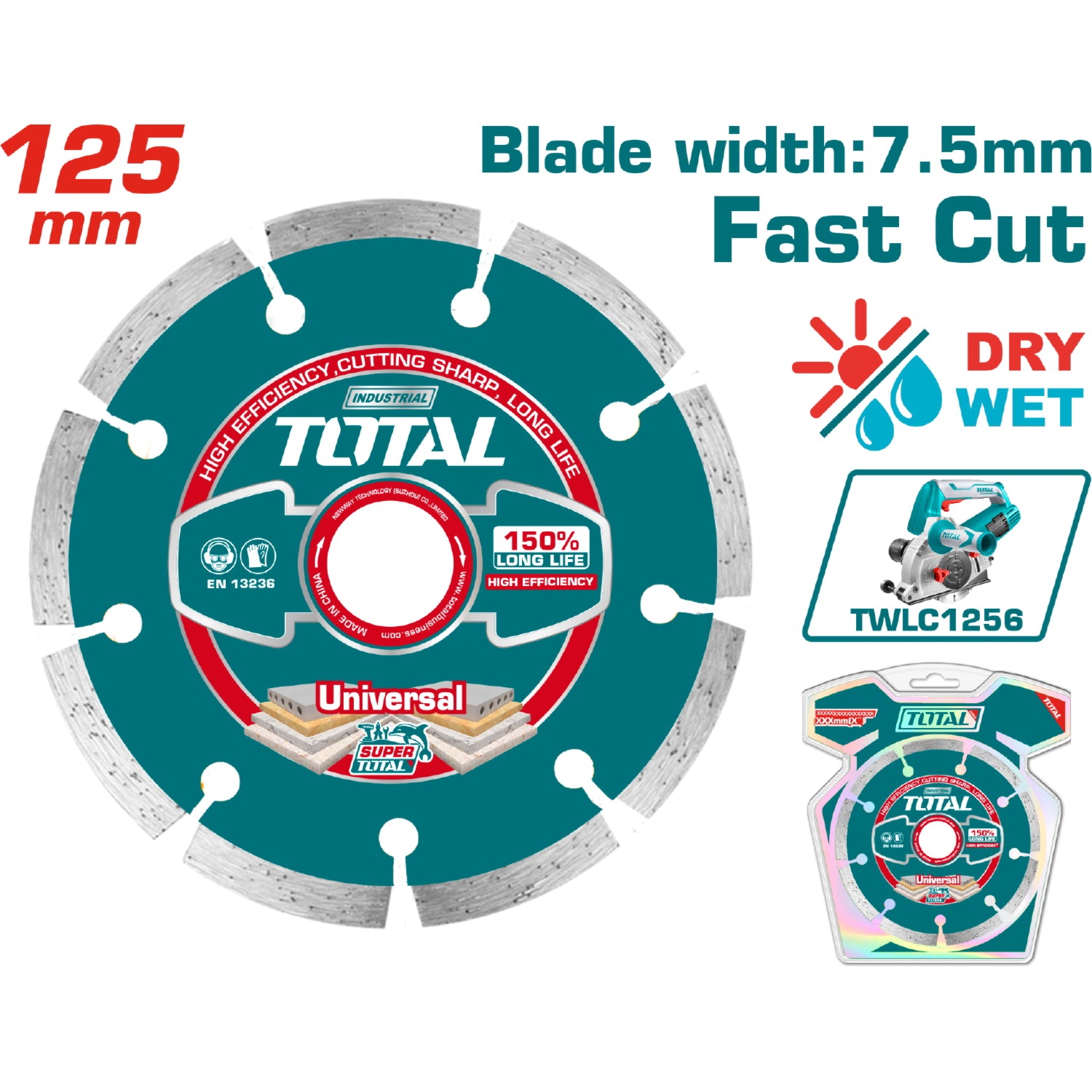 Disco de diamante 125(5")X22.2mm para UTWLC1256