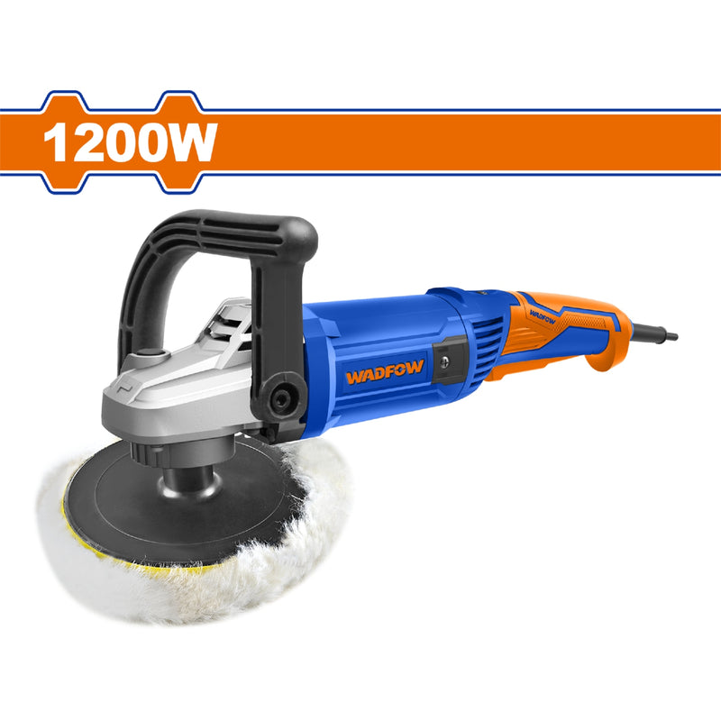 Pulidora de Felpa 1200W de 7". Veloc. 1500-3800rpm. Incluye Accesorios. Pulidor de carro