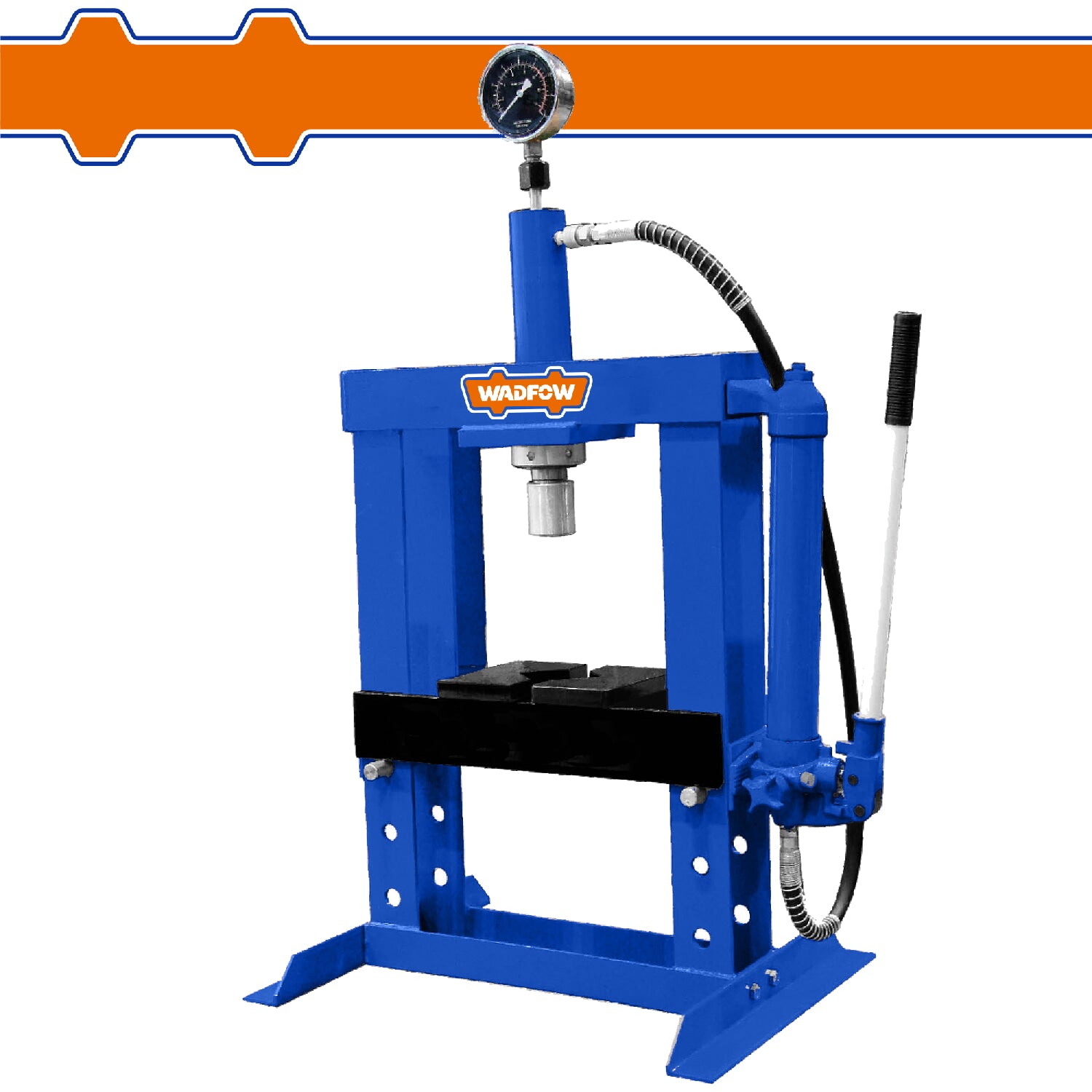Prensa Hidraúlica con Calibrador de 10Ton. Rango de trabajo: 0-340mm. Carrera: 165mm.