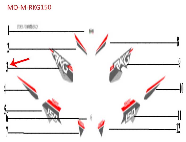 Calcomania derecha del tanque blanca (RKG150)