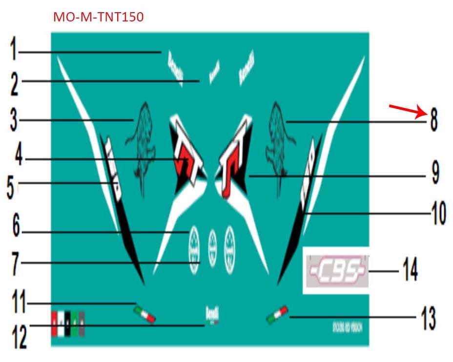 Calcomania del covertor izquerdo del tanque (TNT150)