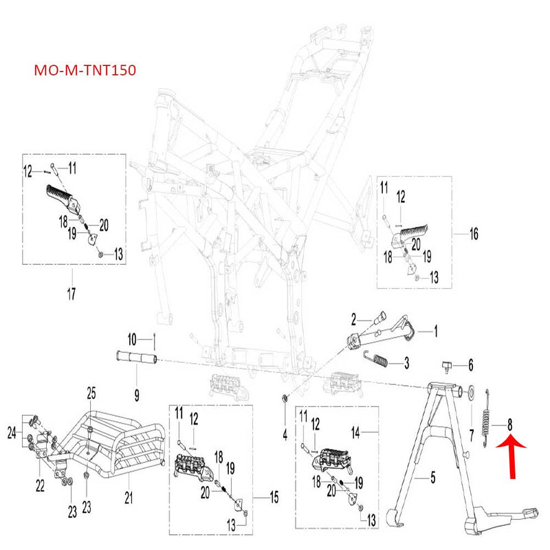 Resorte de caballete central (TNT150)