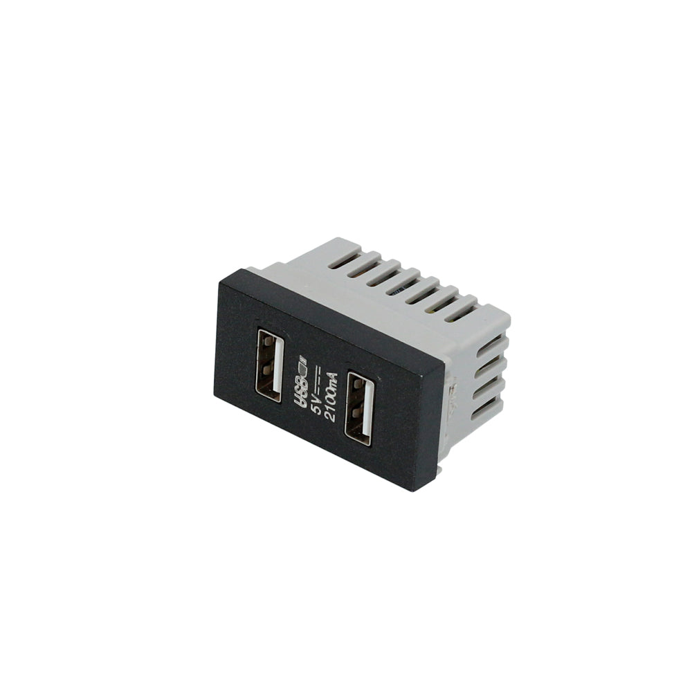 Módulo USB doble negro para interuptores 1/3 Surtek.