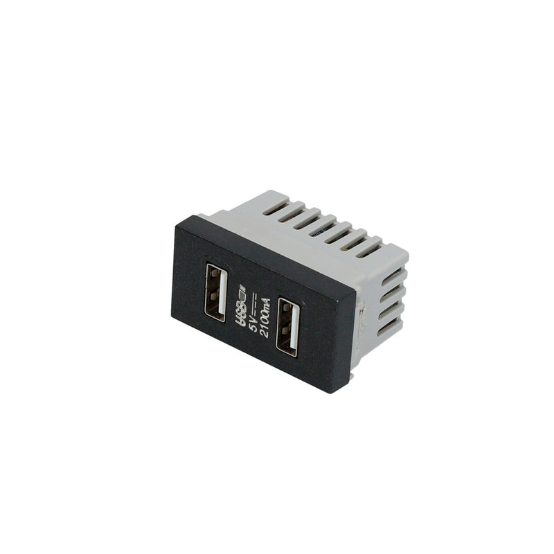 Módulo USB doble negro para interuptores 1/3 Surtek.