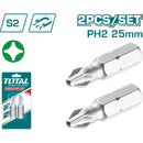 Puntas de destornillador Estrella PH2. (Set 2 piezas,25 mm,S2).Punta magnética.