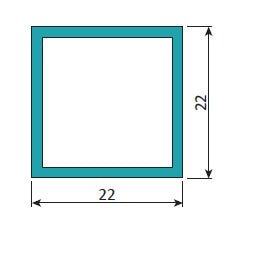 Tuberia Cuadrada de 22 mm X 22 mm Doble Acristalamiento. Anodizado Silver. Easy Office