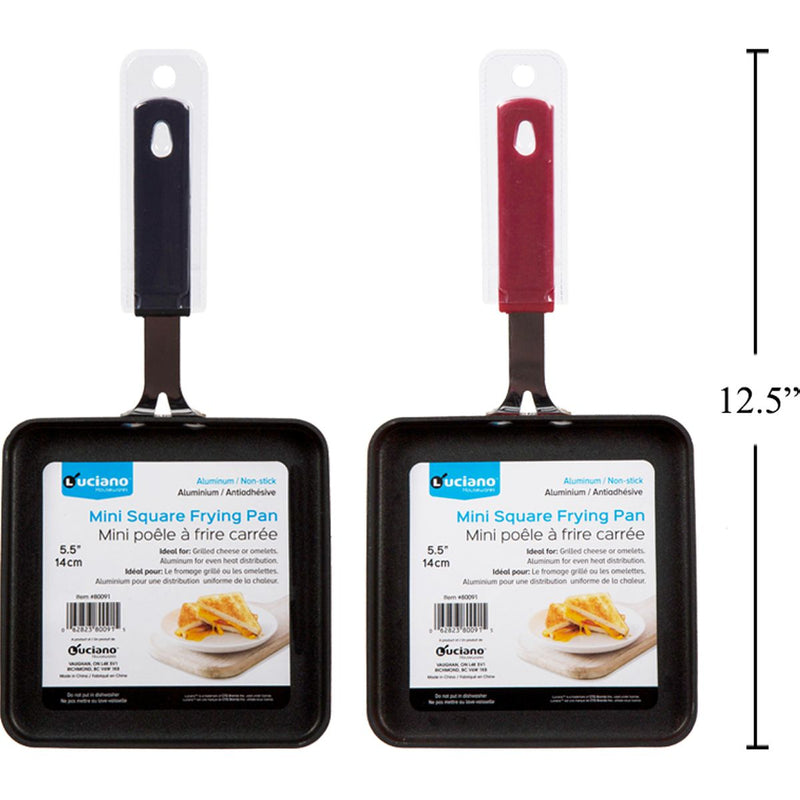 Mini sartén cuadrada Luciano, 5.5 "Alum., Antiadherente  (1pza) (colores variados al azar)