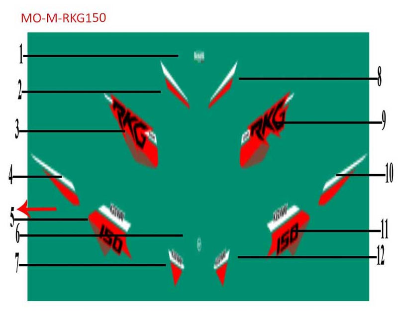 Calcomania derecha lateral negra (RKG150)
