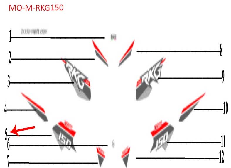 Calcomania derecha lateral blanca (RKG150)