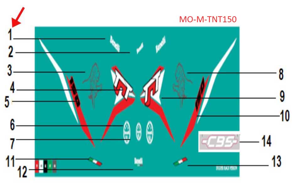 Calcomania Benelli I del covertor lateral del tanque (TNT150)