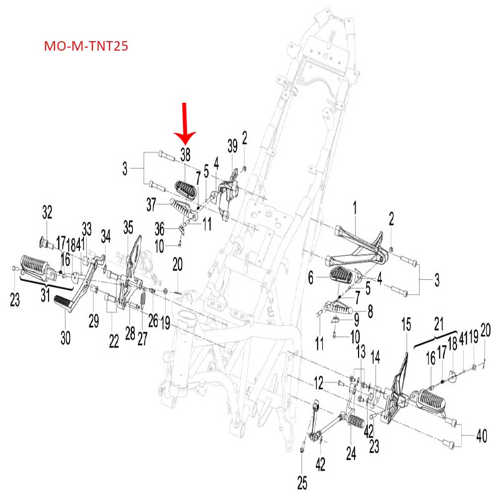 Goma de posa pie derecho (TNT25 / TRK251 / LEONCINO250 / 302S / TNT600 / 752S / TRK502X)