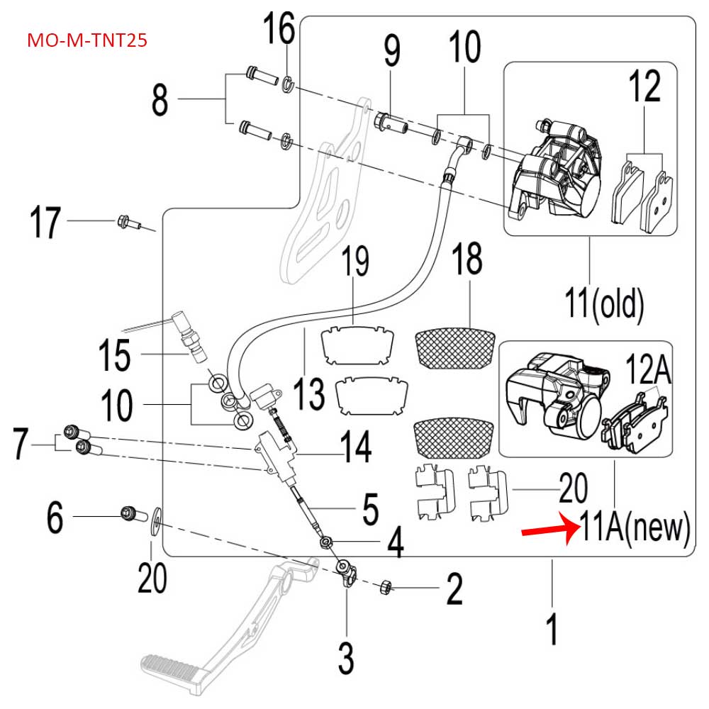 Pinza de freno trasero (TRK251 / LEONCINO250 / 302S / LEONCINO500)