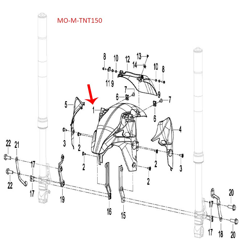 Guardabarro delantero blanco con calcomanias (TNT150)