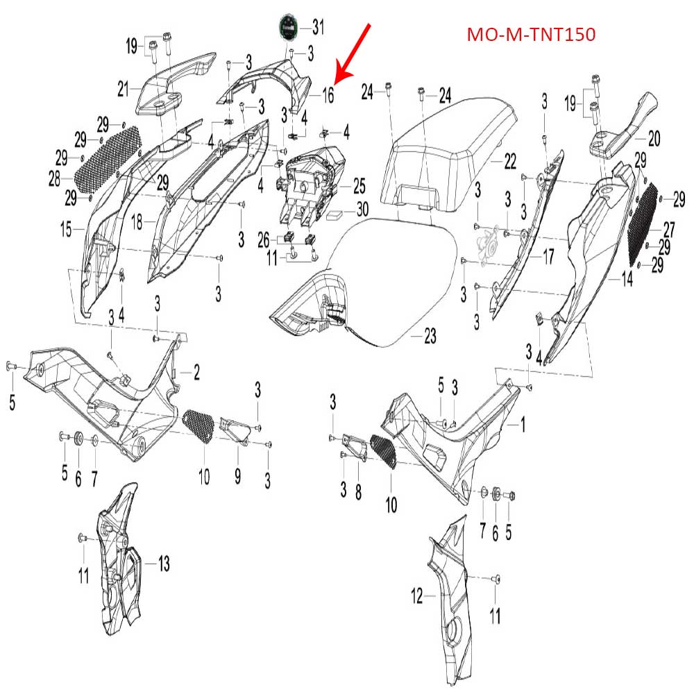 Panel de conexión de covertores traseros negro satinado (TNT150)